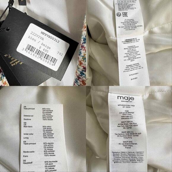 MAJE Tailored Check-Print Houndstooth Blazer Size FR 42 US 10 - Picture 4 of 14